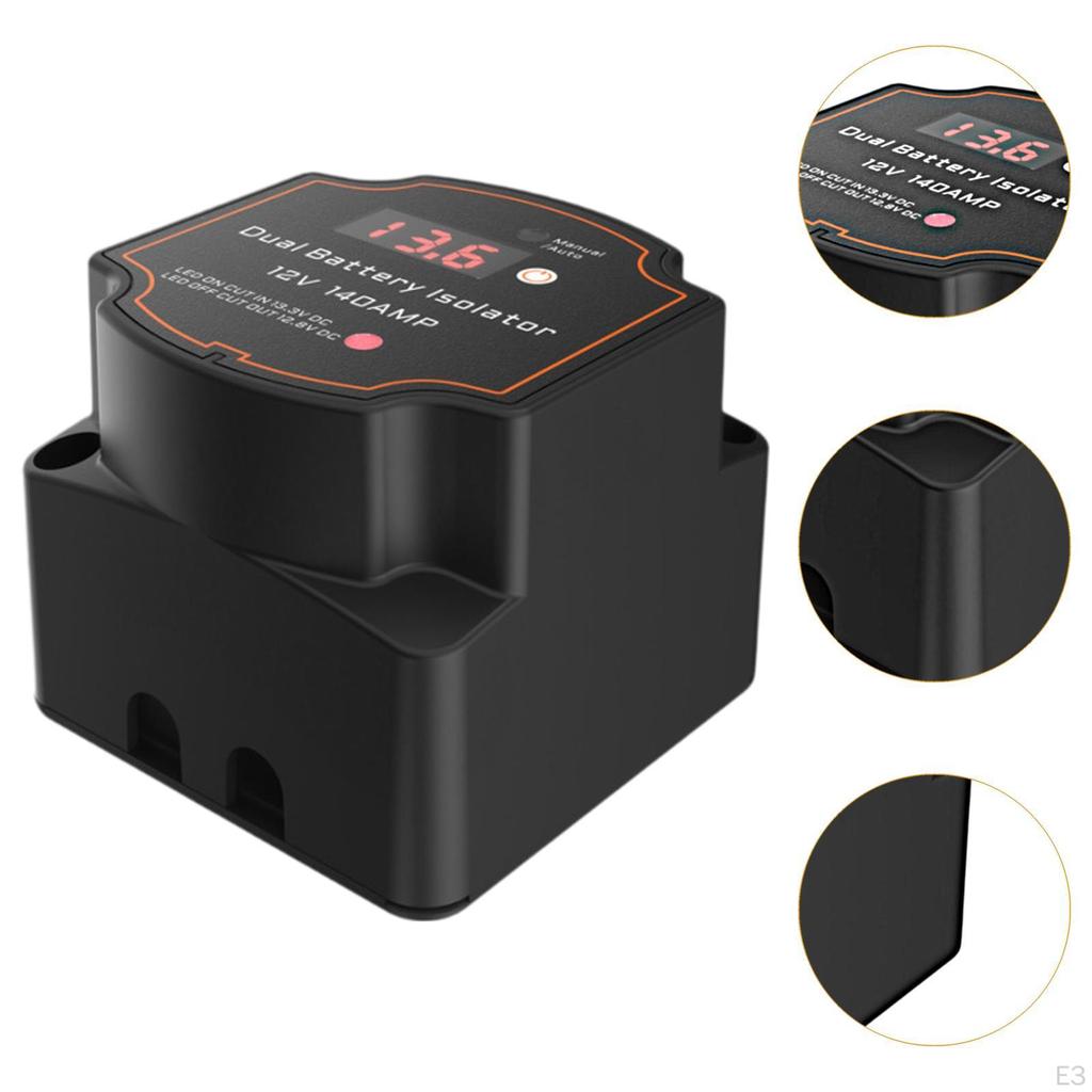 Smart Double Power Supply Isolator Kit 12V 140Amp Efficient with LED Screen for Boat UTV RV Vehicle