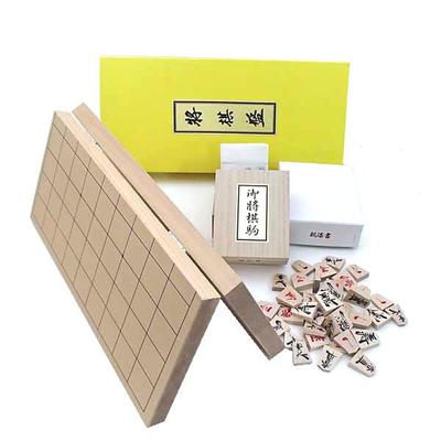 Shogi 7 gefaltete Shogi-Bretter und nostalgisches Ahornlack-Kalligraphie-Shogi-Stücke-Set Shin-Katsura Nr.