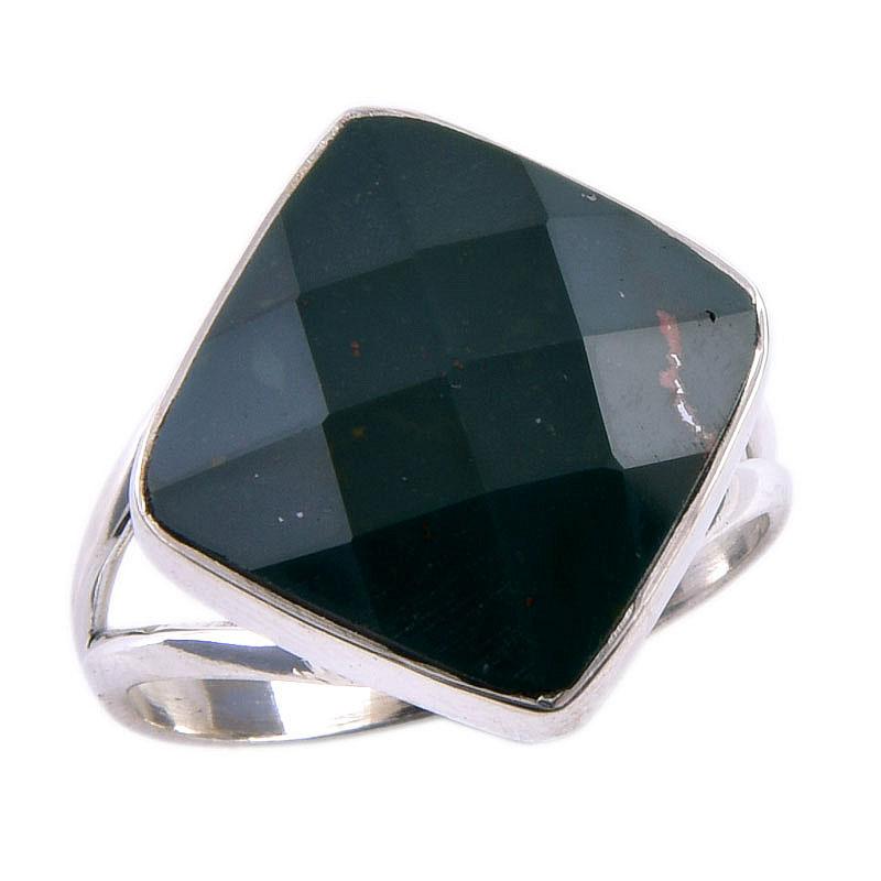 Natural Bloodstone Gemstone 925 Solid Sterling Silver Jewelry Ring Size 8 N7A91