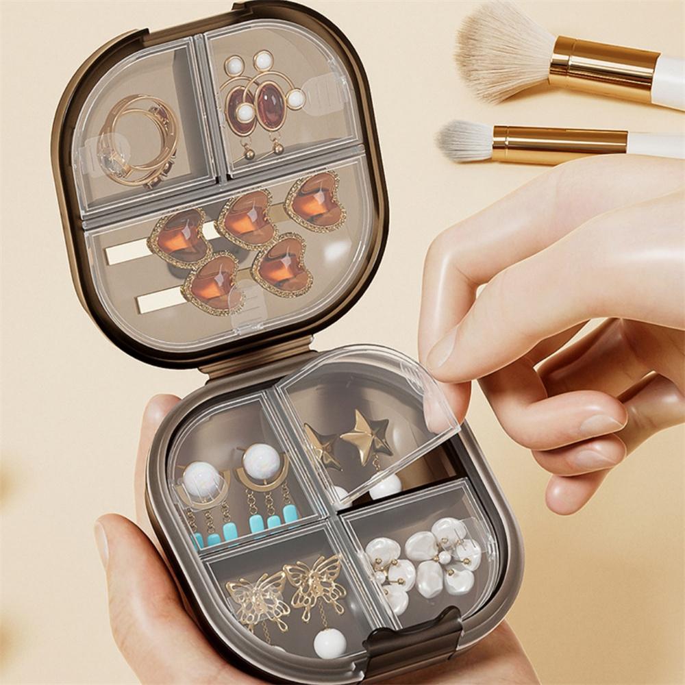 7 Fächer Tragbare Aufbewahrungsbox Haarnadel Ohrringe Halskette Schmuckkästen Mini Bärenmuster Medikamenten Pillendose Reise Trennbox