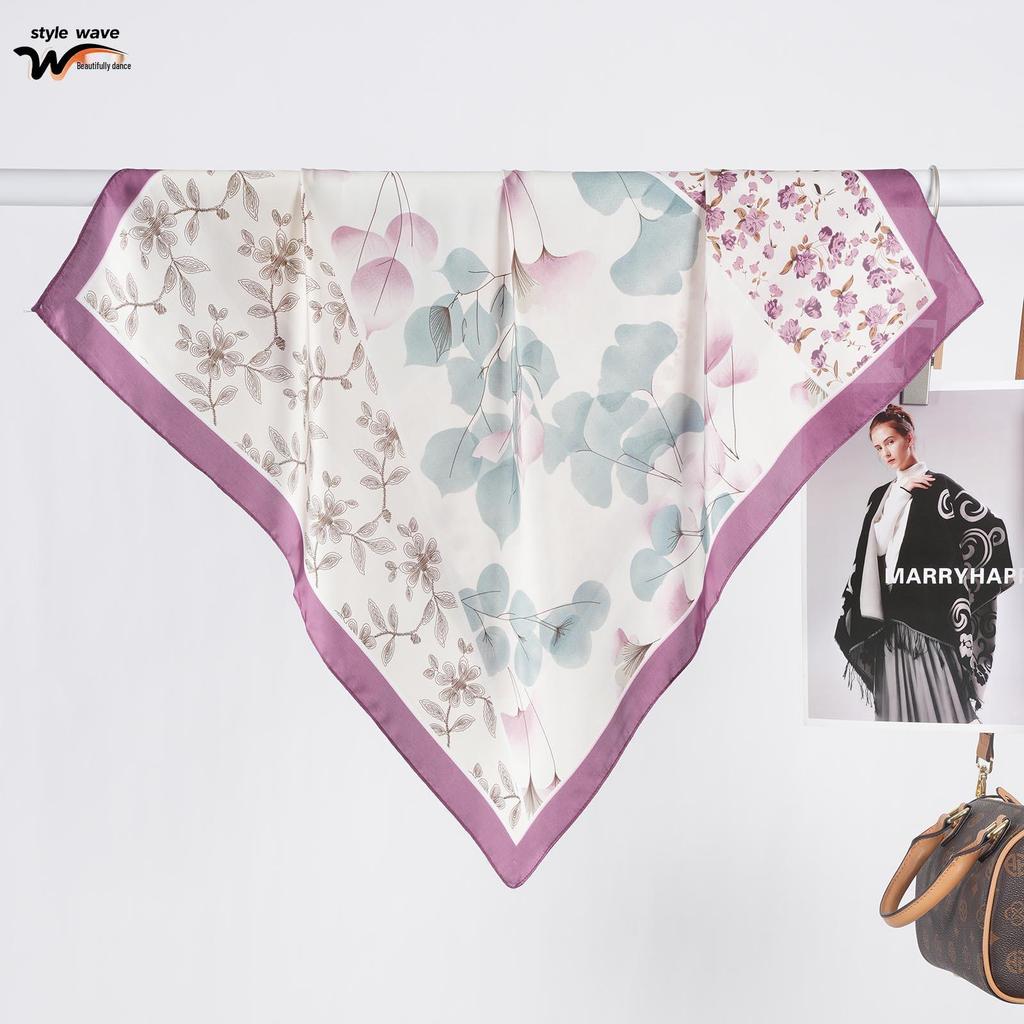 Artistic Forest-Style Faux Silk Scarf for Women - Versatile Neck or Photo Prop Accessory