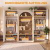 Wardrobe Set, Pet Cabinet, 270 x 50 x 200 cm, with Clothes Rail, Cat Climbing Wall and Cushion, for Bedroom, Living Room and Hallway, White+Wood Look