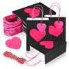 10/12 Packs Valentine's Day Heart Gift Bags With Handles And Heart Tags Red Paper Gift Bags For Valentine Anniversary Wedding