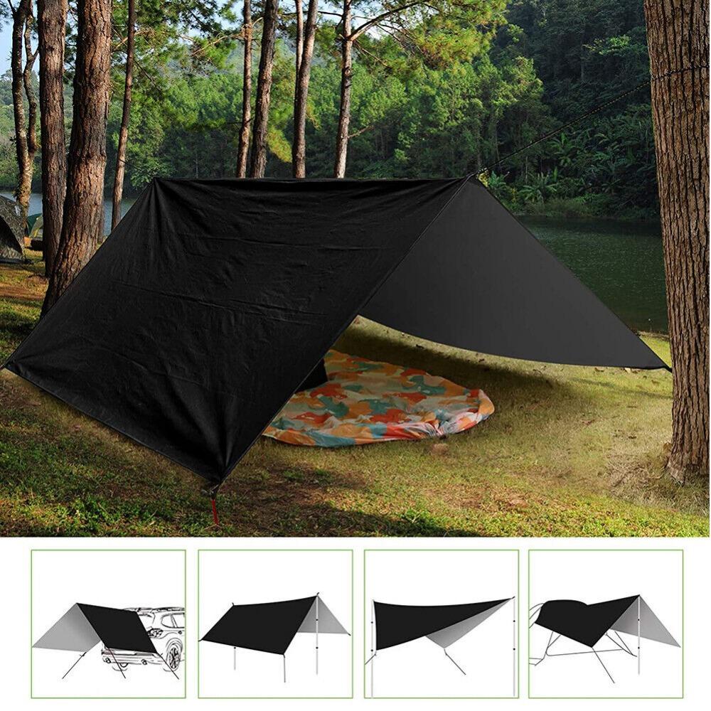 3Mx3M Camping Waterproof Awning Tarp Tent Dark Grey Ultralight Sun Shelter for Outdoor Tourist Beach Sun Shade UV Coating