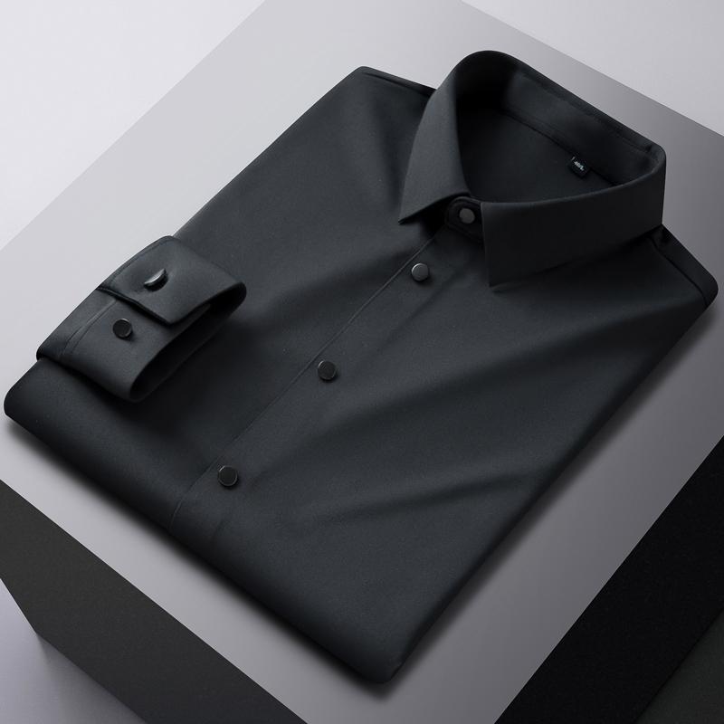 Elegant Classic Design Slightly Stretch Button Up Shirt, Men's Clothes Iron-Free Long Sleeve Dress Shirts For Spring Fall Winter
