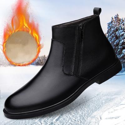 Mens Chelsea Boot Fashion Winter Shoes Slip On Side Zipper Office Boots for Men Genuine Leather Warm Luxe Handmade Ankle Boots