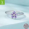 Yinziyun Purple Flower Open Ring for Women – Elegant 925 Sterling Silver Jewelry