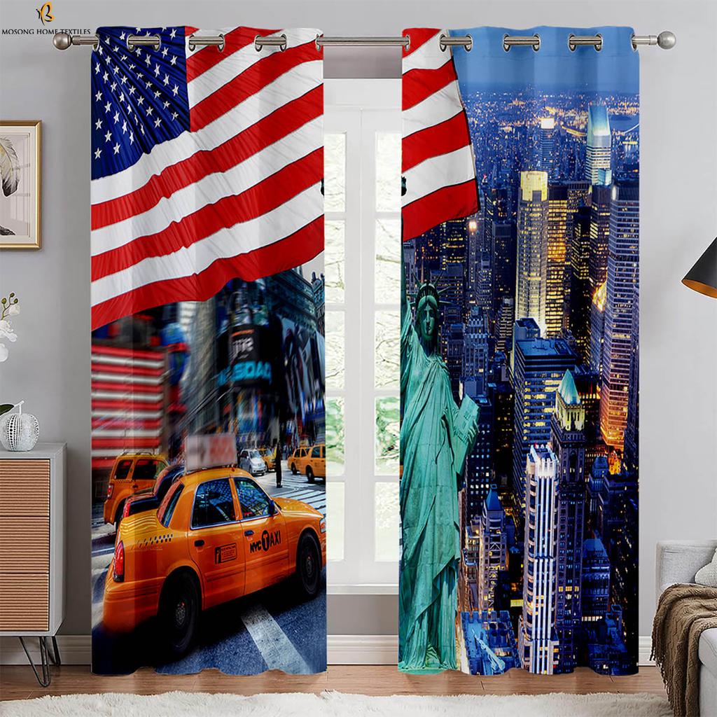 2-Pack City Building Gorgeous Night View 3d Printed Curtains Bedroom Living Room Study Kitchen Curtains Window Decoration