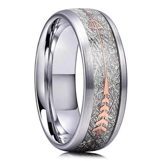30 Styles Men Blue Grooved Black Stainless Steel Ring Koa Wood And Abalone Shell Inlay Arrow Red Meteorite Ring Men Wedding Band