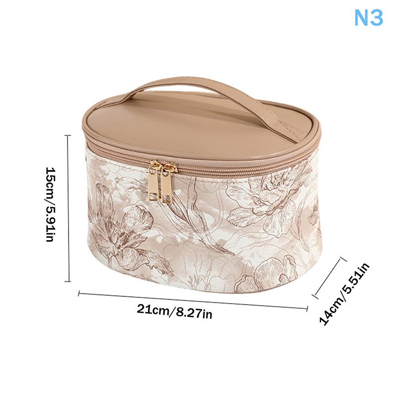 

Elegant Portable Makeup Bag Lace Floral Pattern Cosmetic Storage Bag With Handle Large Capacity Travel Toiletry Pouch For Women as the picture