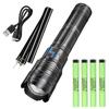 Powerful Dual Light Source LED Flashlight USB Rechargeable Zoom White Yellow Torch Long Range Flashlight With 4*181350 Battery