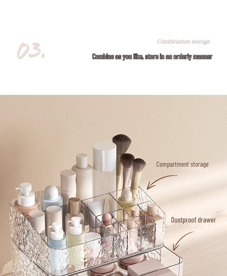 Luxury Large Capacity Cosmetic Storage Box with Drawers for Desktop or Dressing Table