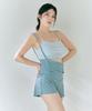 Foriz [Top][Daisy_Winter Sky] Daily Low-Back Ribbed Bra Top