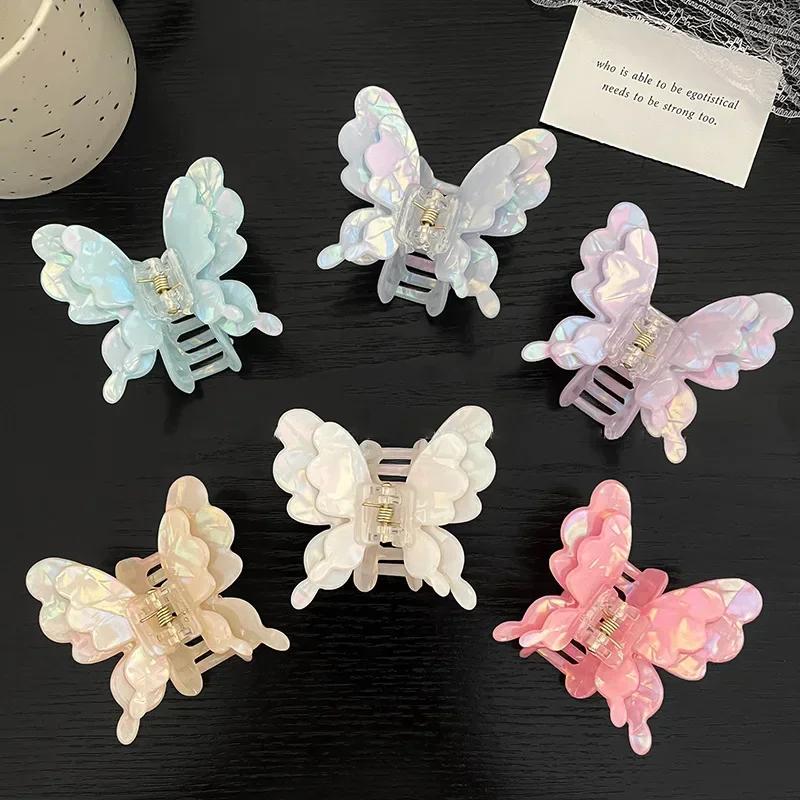 Double-Layered Butterfly Crab Barrette For Women Crab Hair Pins Accessories Anniversary Gift Ladies New Year’s Day Crab Clip