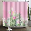 Tropical Cactus Print Shower Curtain Boho Plant Pattern Waterproof Fabric Shower Curtains Modern Bathroom Decor With Hooks