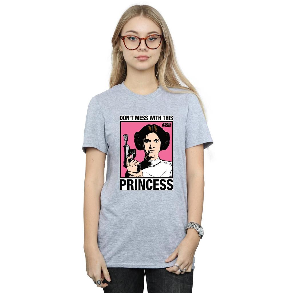 Star Wars Womens/Ladies A New Hope Leia Don´t Mess With Princess Cotton Boyfriend T-Shirt