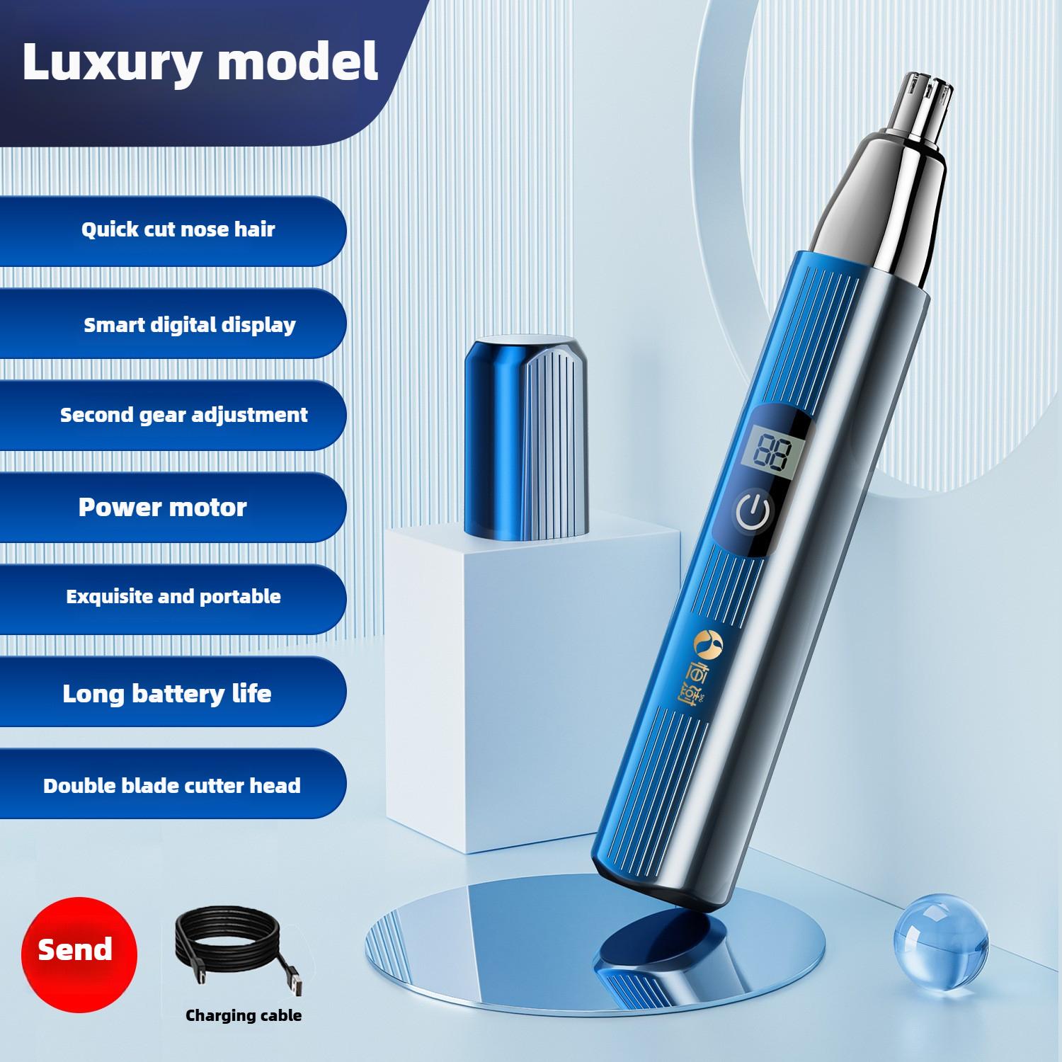 

Электрический триммер для волос в носу Мужская бритва для волос в носу перезаряжаемый триммер для волос в носу из нержавеющей стали артефакт синий