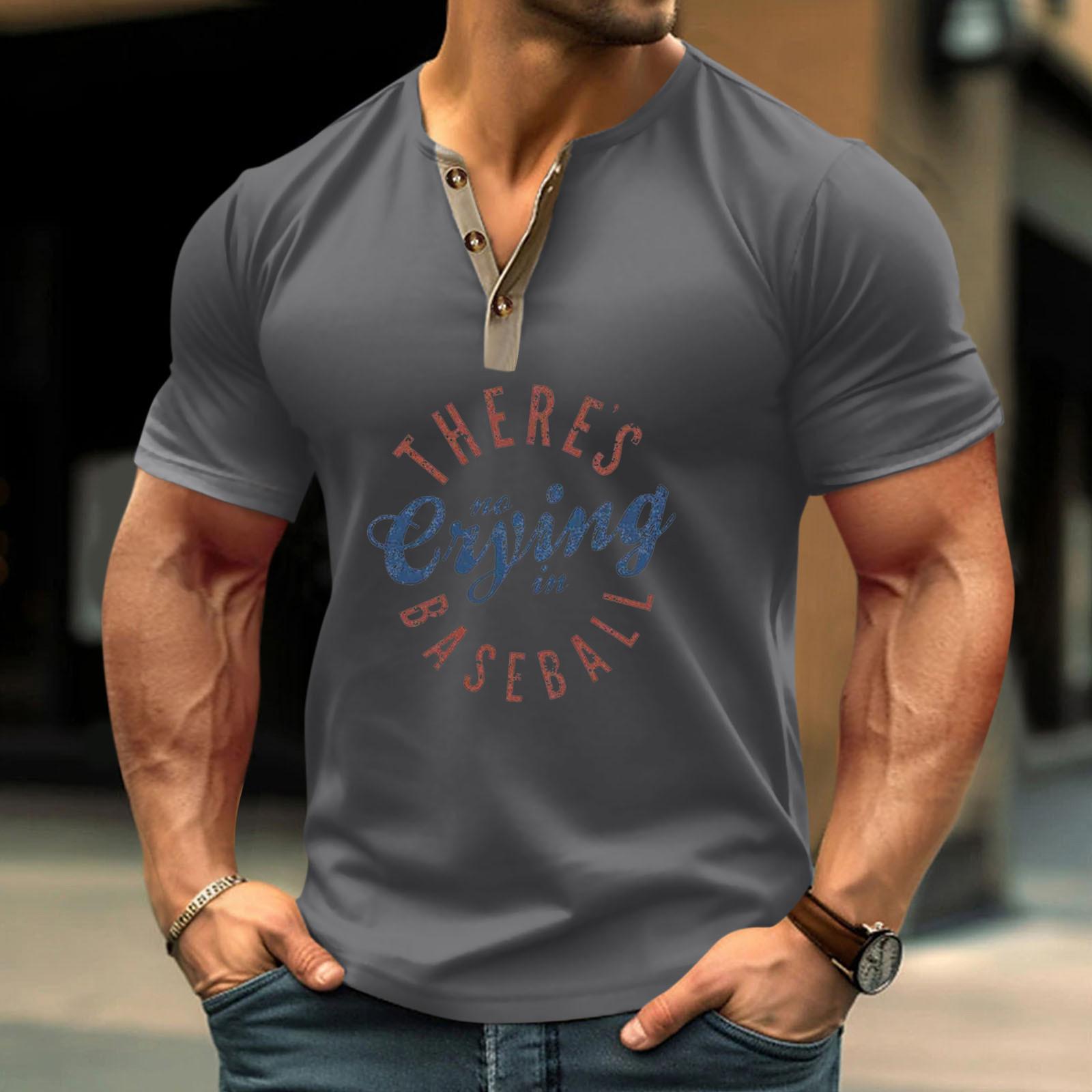 

Винтажная летняя мужская футболка, уличная одежда, 3 пуговицы, свободная одежда, футболка с коротким рукавом и принтом XL