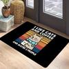 "I Like Cats & Coffee" Black Cartoon Cat Non-Slip Floor Mat, Cute Scarf Design Decorative Rug for Pet Lover Home Decor