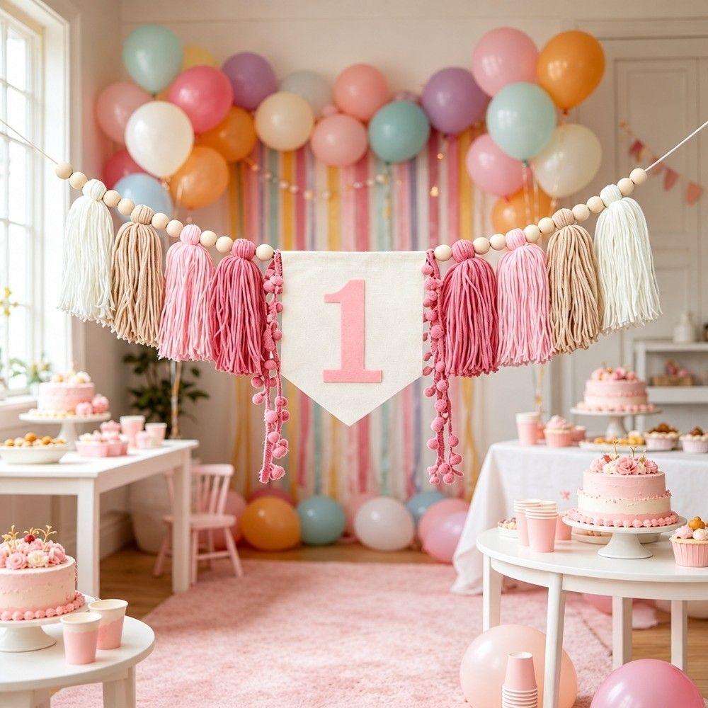 Wall Mounted Birthday Banner First Birthday Photo Props New Party Decorations Baby Shower