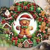 Wooden Christmas Sign with Gingerbread Man Pattern - Buffalo Plaid Navidad Ornament for Front Door Wall Hanging Decor - Ideal Christmas Ornament