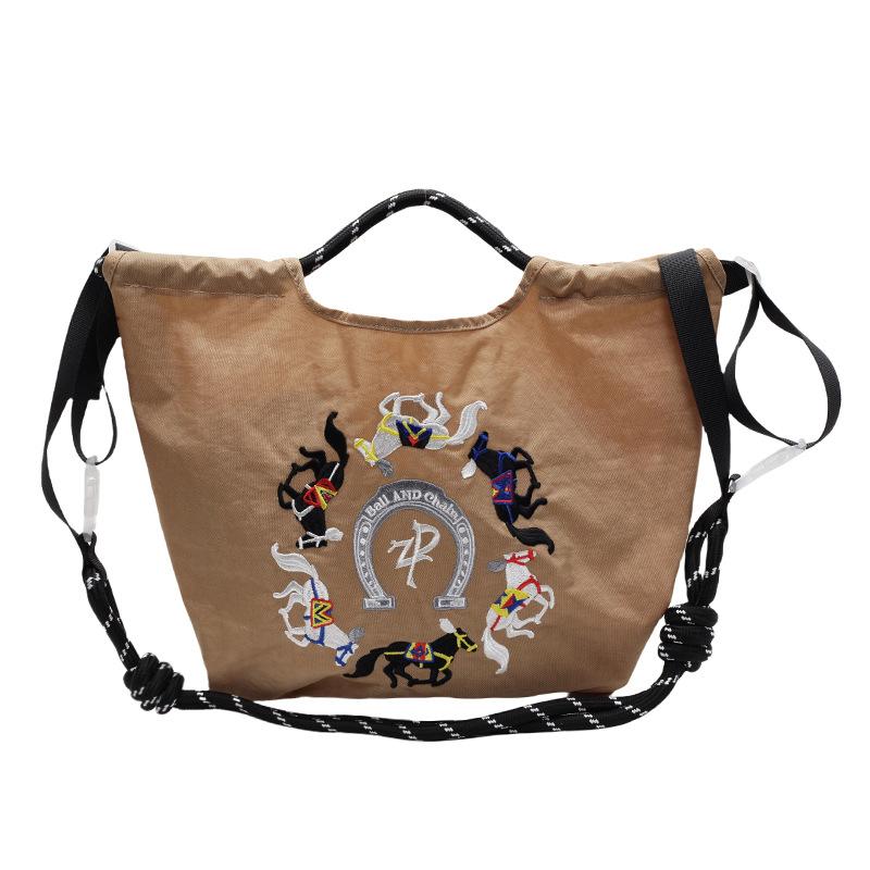 

Girls summer new large-capacity class canvas bag casual shoulder tote bag girls shoulder bag хакі