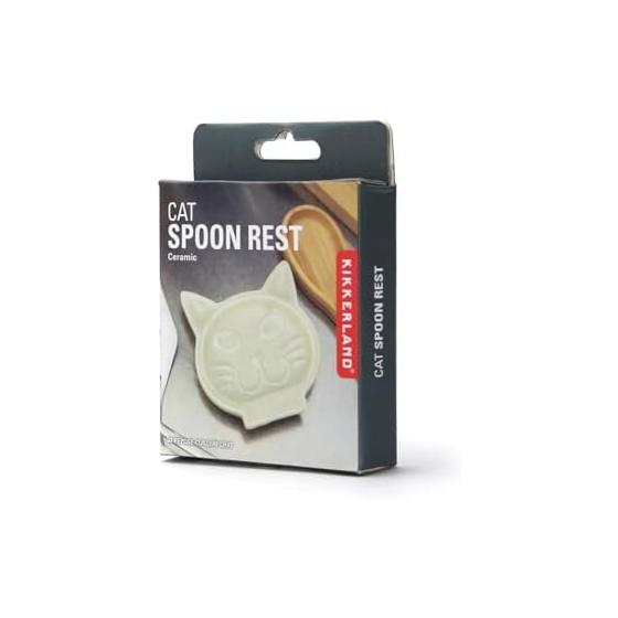 KIKKERLAND Cat Spoon Rest CU367 Cat Design Spoon Rest Kitchen Counter Cooking Mess Prevention Tray Key Coin Holder Ceramic