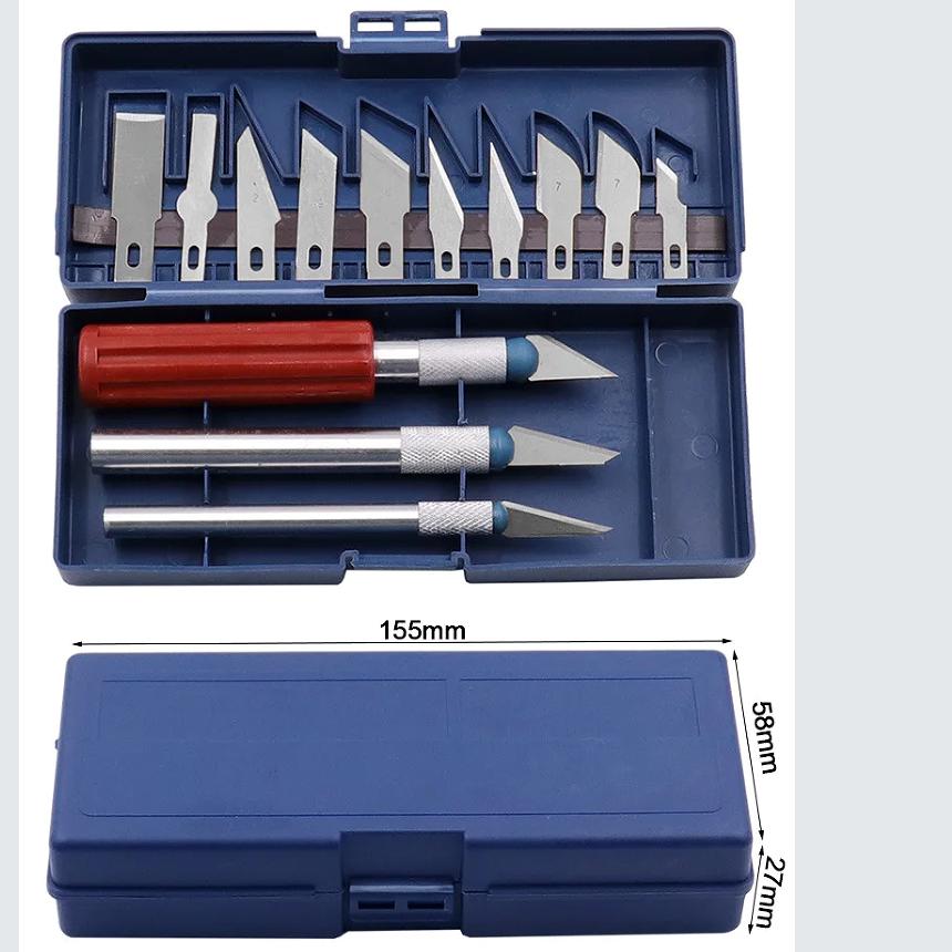 13PCS Precision Cutter Set Exacto Hand Tool Set Arts&Craft Hobby Paper Cut Carving Aluminum Alloy Cutter Blades DIY Repair Box