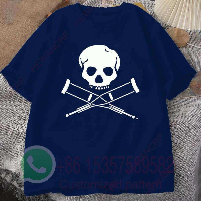 Skull Crutches TShirt Summer Mens Tracksuit Harajuku Pullover Round Neck Shortsleeved Top Cotton Sweatshirt Casual Sportswear