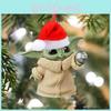 Charming Acrylic Baby Yoda Santa Claus Christmas Ornament For Festive Car Decor