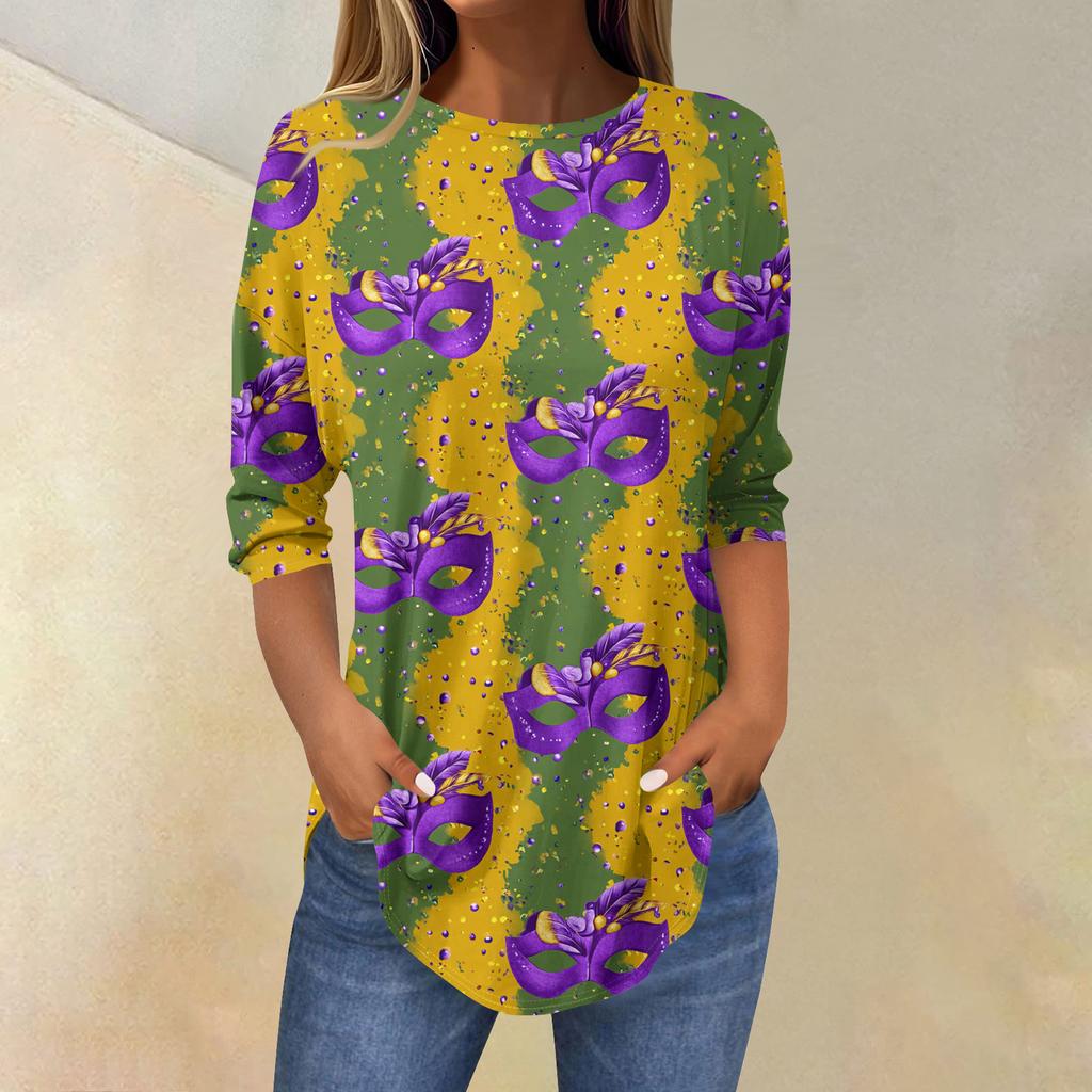 Camisetas para mujer Manga 3/4 Camisas Color Sólido Jersey Verano Primavera Tops Blusas