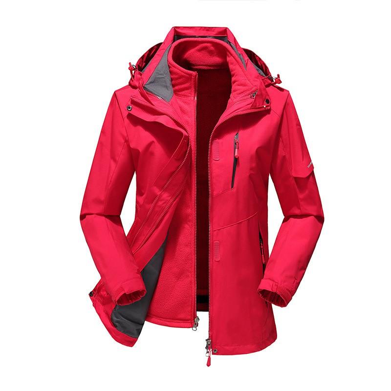 Men Women 3-in-1 Waterproof Windproof Winter Hiking Jacket With Removable Fleece Liner Outdoor Sport Coat