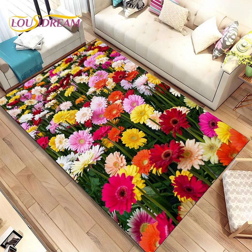Nordic 3D Daisy Flower Area Rug,Carpet Rug for Home Living Room Children Bedroom Sofa Doormat Decor,kids Play Non-slip Floor Mat