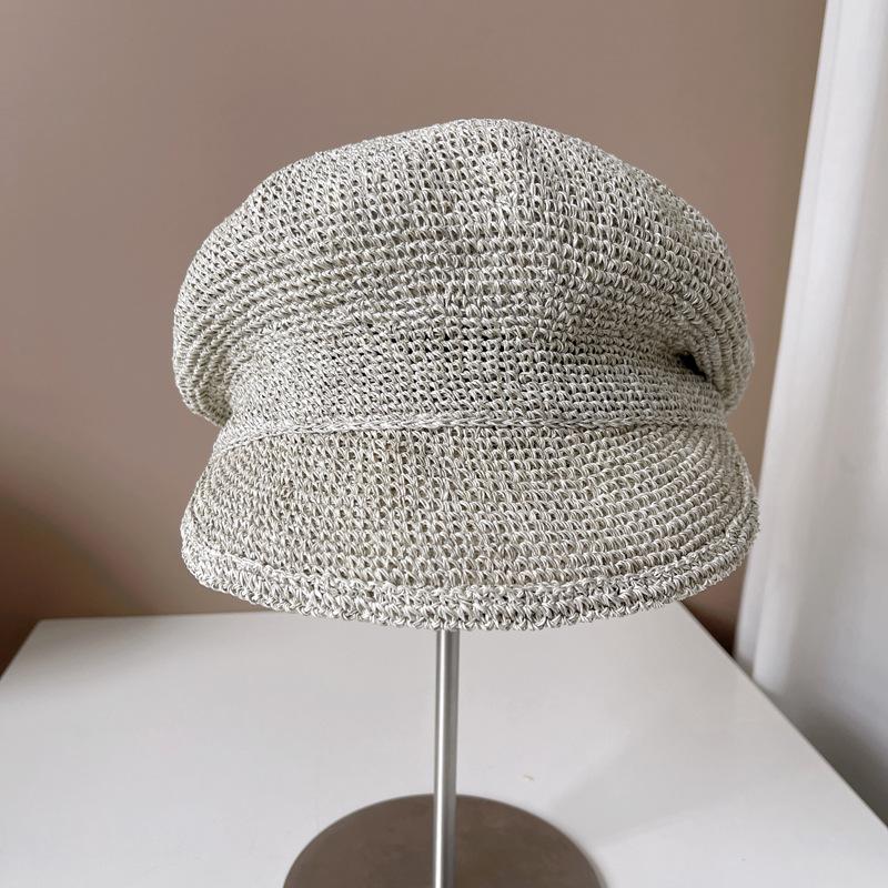 

Ins летняя японская мягкая дышащая ручная вязаная крючком восьмиугольная шляпа для отдыха из натуральной травы для мужчин и женщин, козырьки, кепка One Size