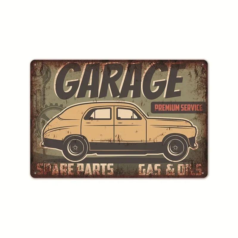 Garage Car Signs Vintage Metal Tin Sign Decor Repairing Car Tools Decorative Wall Plate Iron Crafts Tinplate Poster Rust Plaq