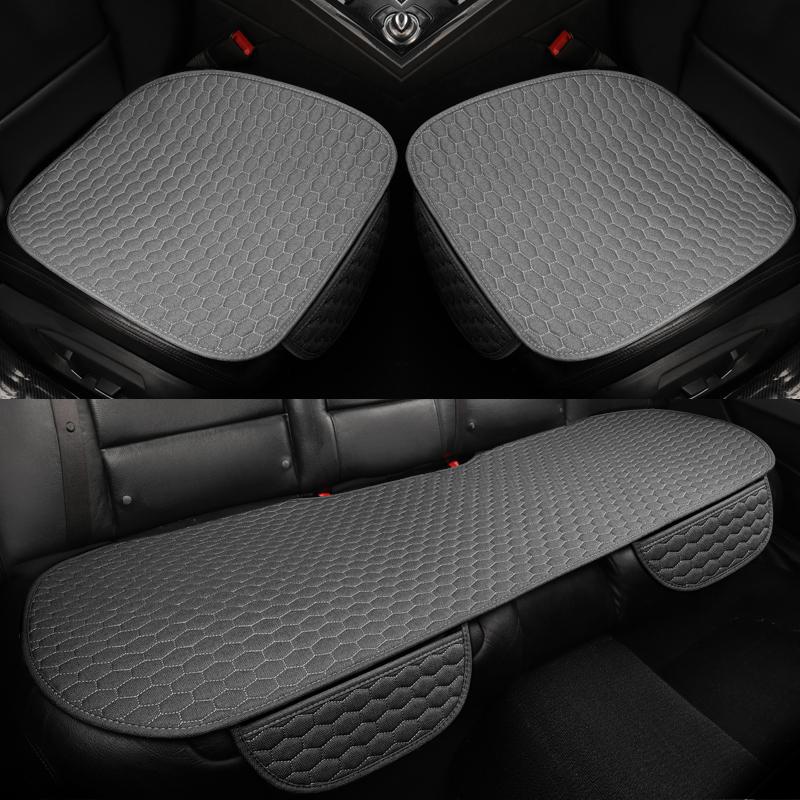 Flax Car Seat Cover Four Seasons Front Rear Linen Fabric Cushion Breathable Protector Mat Pad Auto Accessories Universal