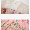 2026 Spring/Summer Resort-Style V-Neck Puff Sleeve Lace-Panel Printed Long Maxi Dress