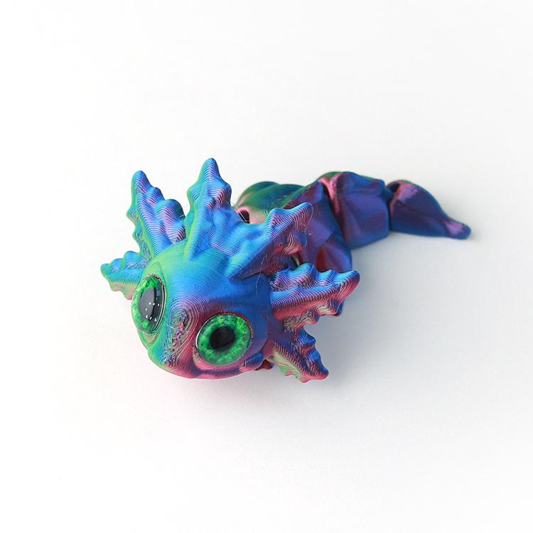 3D Printed Multicolor Articulated Salamander Toy Figurine