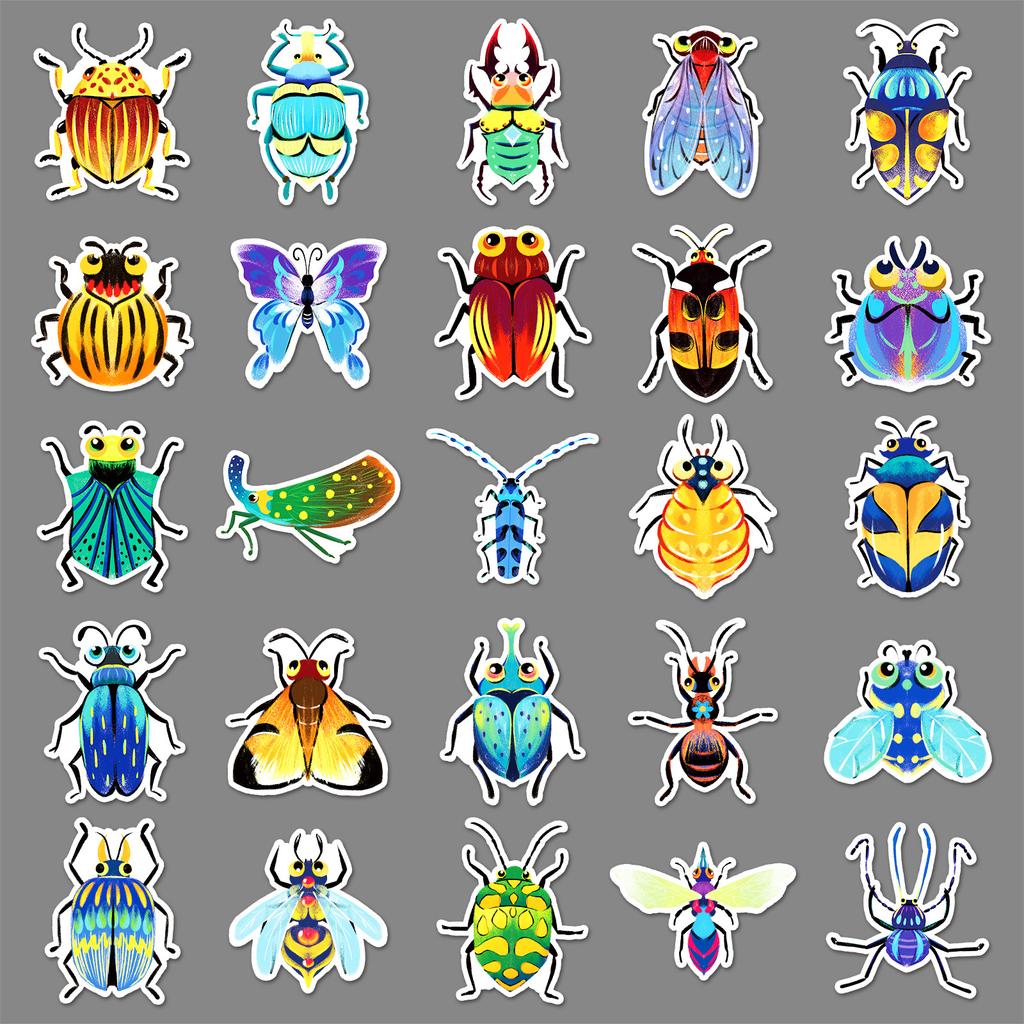 51 Insect Graffiti Stickers Cartoon Hand-drawn Decorative Laptop Mobile Phone Case Water Cup Stickers