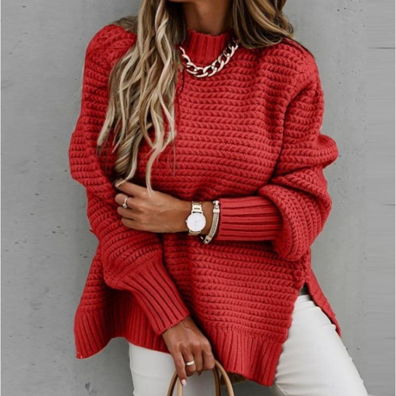 2025 Autumn Winter Loose Lazy Style Comfortable Long Sleeved Pullover Knitted Sweater Women