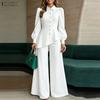 Women Long Sleeve Irregular Blouse and Long Pants Casual Two Piece Suit Set