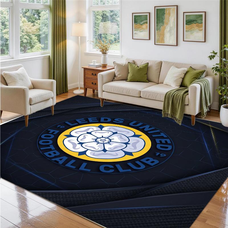 Leeds United Design Crystal Velvet Rug Soft Decorative Mat for Bedroom Entrance