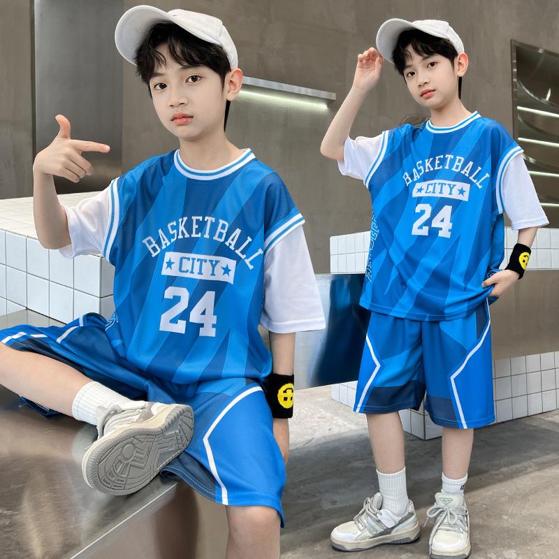 Boys' 2026 new basketball suit set, summer Western style summer outfit, primary and secondary school training suit, performance suit, sports suit
