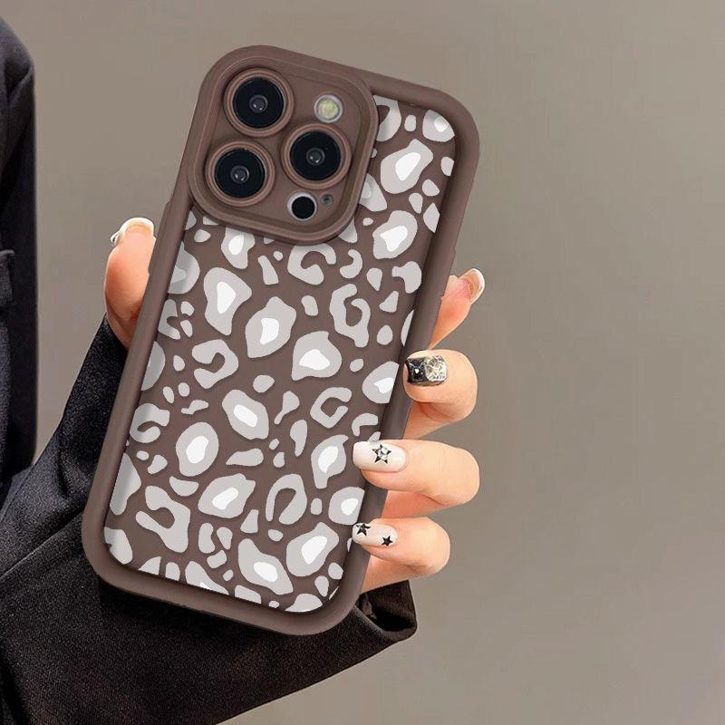 Gray leopard print for iPhone17promax mobile phone case 16 Apple 14 matte 16/15 premium 13 fine holes