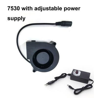 12V Dc 7530 Blower Turbo Cooling Fan with Adjustable Speed Power Controller Barbecue Air Blower Picnic Grill Wood Stove Cooking