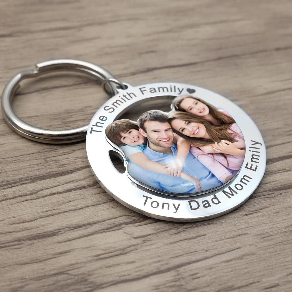 Personalised Photo Keychain Custom Picture Keyring Family Portrait Key Chain Engraved Jewelry Gifts for Her Families Member Gift