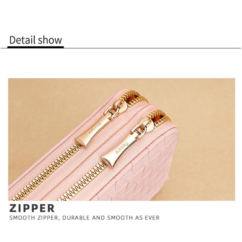 Women's Wallet Long Double Zipper Clutch Multi Function Mobile Phone Coin Purse Card Case Leather Clip High End Dinner Bag