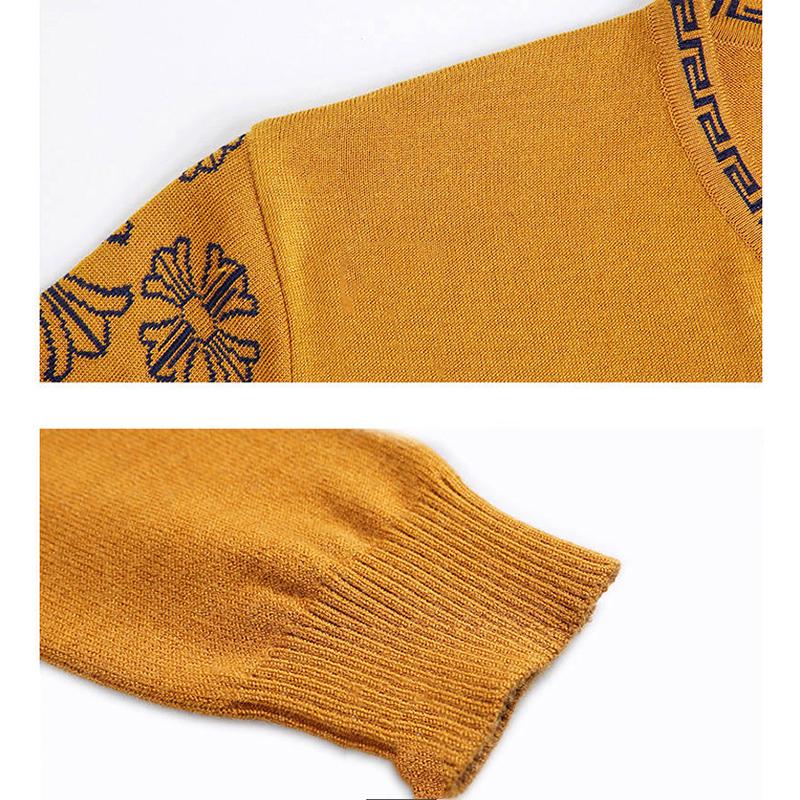 Fashion Mens Sweater Mens Pullover Print Slim Fit Jumpers Knitred Woolen Autumn Casual Men Clothes