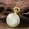 Luxury Gold Flower Quartz Pocket Watch Double-sided Printing Fashion Design Pendant Fob Watch Chain Gifts for Men