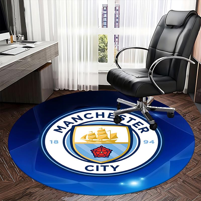 

Manchester City,Soccer Badge Chair mat Round Rug Office carpet, Machine Washable, Non slip, Suitable for Living Rooms, Bedrooms 120cm
